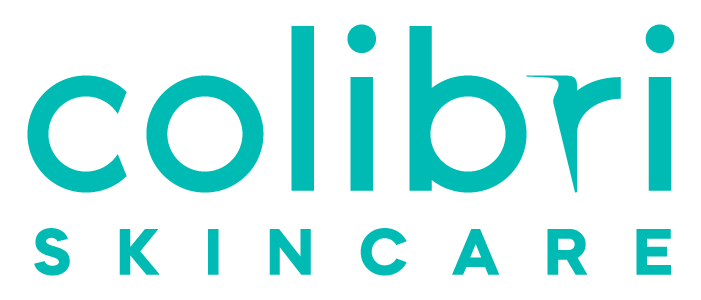 Logo von "Colibri Skincare" in türkisfarbenem Schriftzug auf weißem Hintergrund.